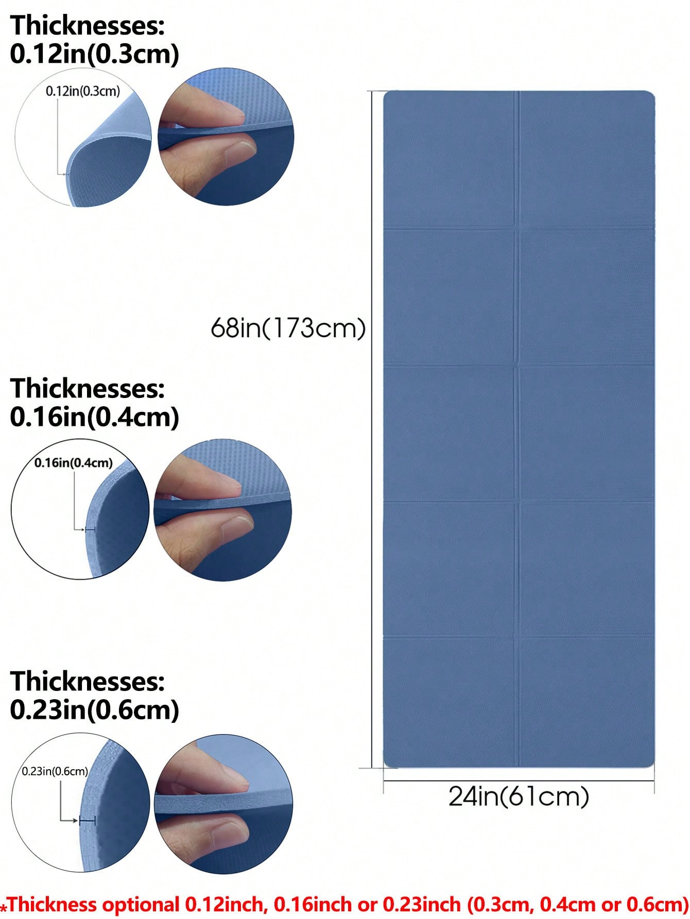 طوي اليوغا حصيرة الأزرق الداكن - مراجعة Gymnastics Mat Thick وسعره