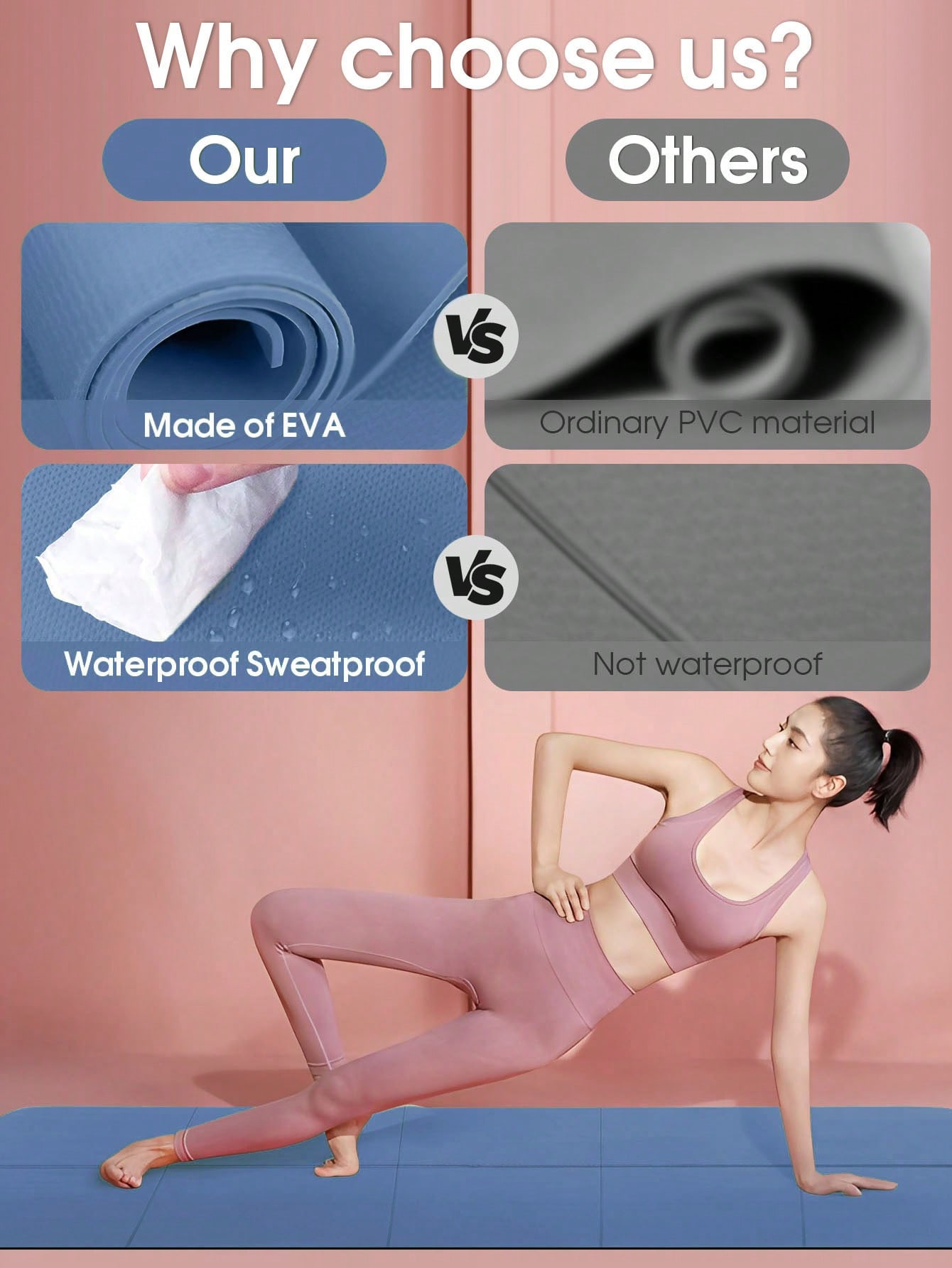طوي اليوغا حصيرة الأزرق الداكن - مراجعة Gymnastics Mat Thick وسعره