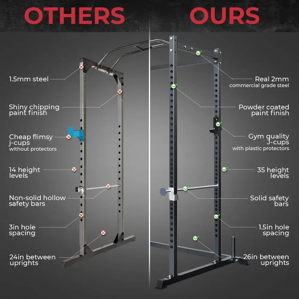 حامل تمارين متعدد الوظائف مع ق - مراجعة Squat Rack Power وسعره